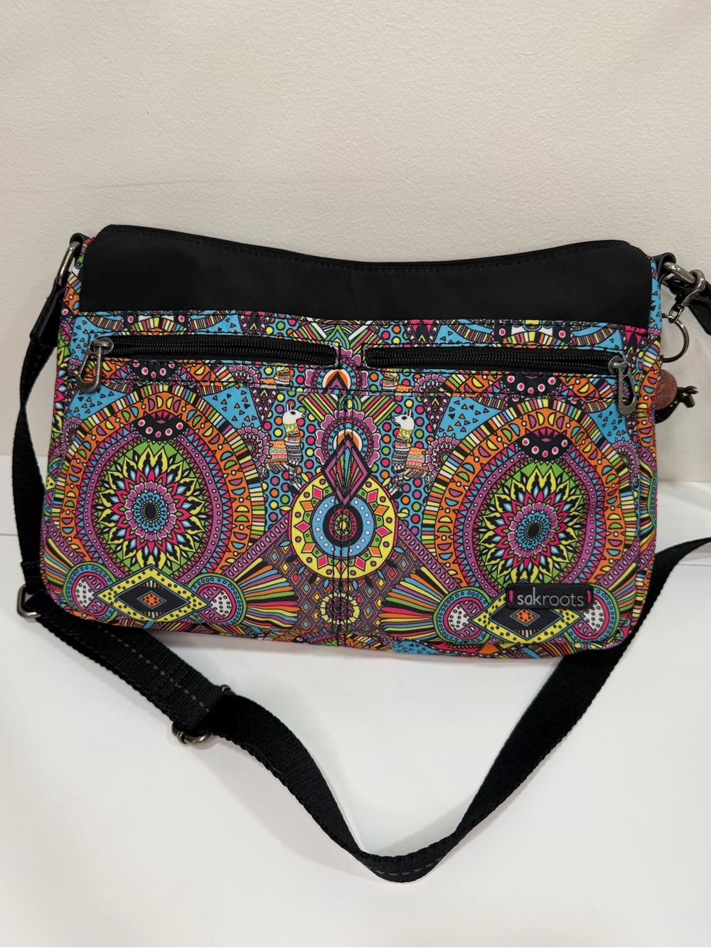 Sakroots Colorful Llama Mandala Boho Crossbody Bag Tassel Charm